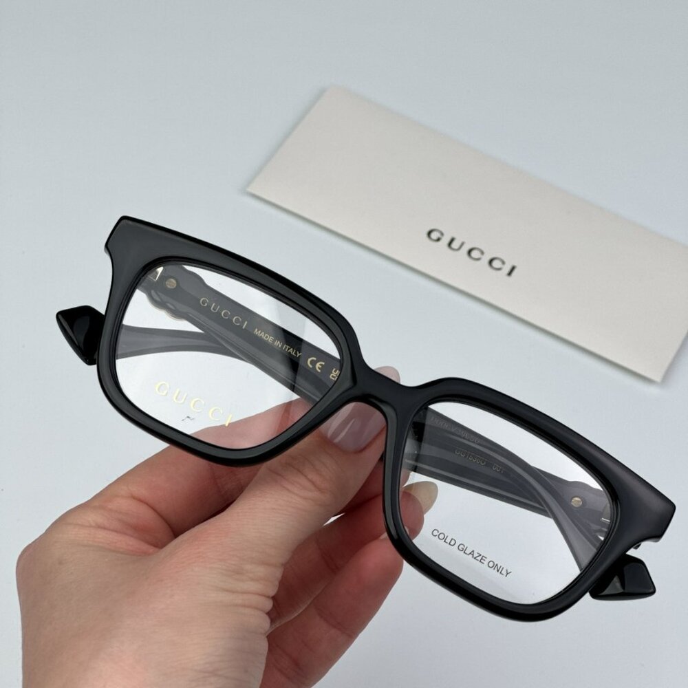 Gucci GG1536O 001 BRAND NEW Eyeglasses Black Square Women